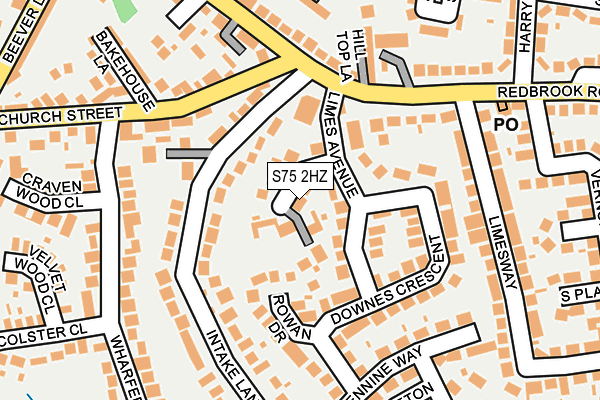 S75 2HZ map - OS OpenMap – Local (Ordnance Survey)