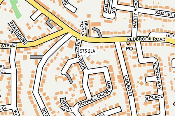 S75 2JA map - OS OpenMap – Local (Ordnance Survey)