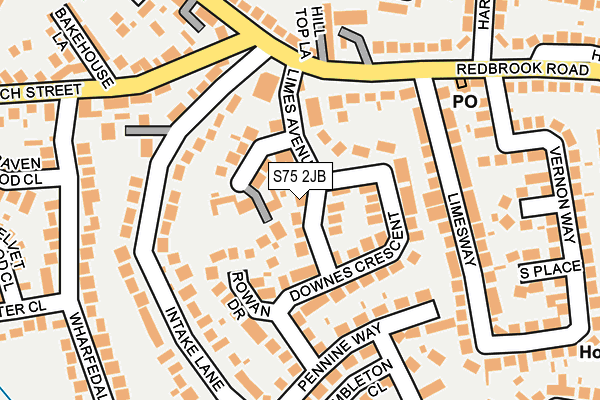 S75 2JB map - OS OpenMap – Local (Ordnance Survey)