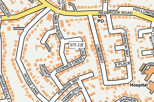 S75 2JE map - OS OpenMap – Local (Ordnance Survey)