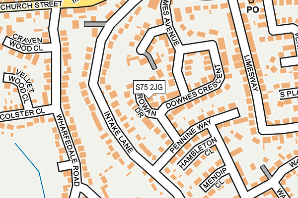 S75 2JG map - OS OpenMap – Local (Ordnance Survey)