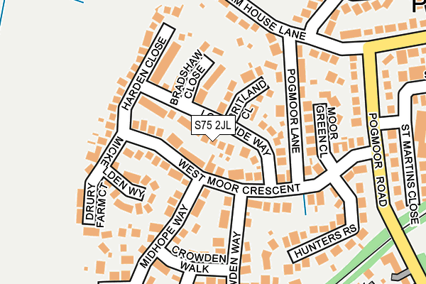 S75 2JL map - OS OpenMap – Local (Ordnance Survey)