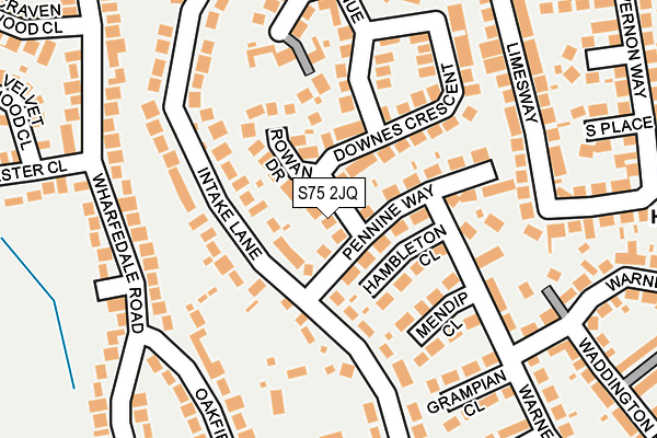 S75 2JQ map - OS OpenMap – Local (Ordnance Survey)
