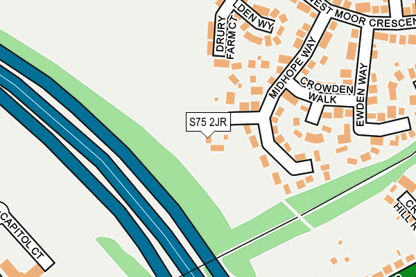 S75 2JR map - OS OpenMap – Local (Ordnance Survey)