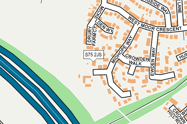 S75 2JS map - OS OpenMap – Local (Ordnance Survey)