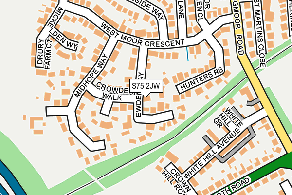 S75 2JW map - OS OpenMap – Local (Ordnance Survey)