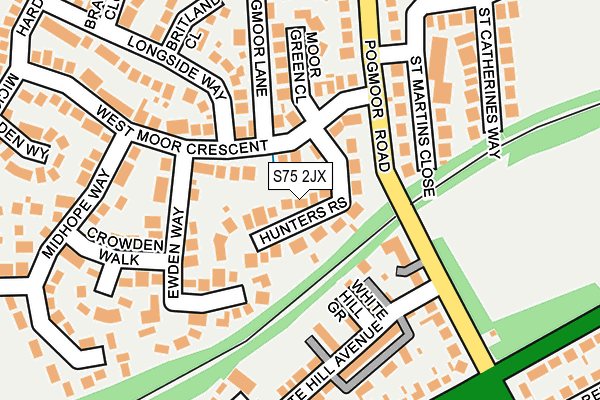 S75 2JX map - OS OpenMap – Local (Ordnance Survey)