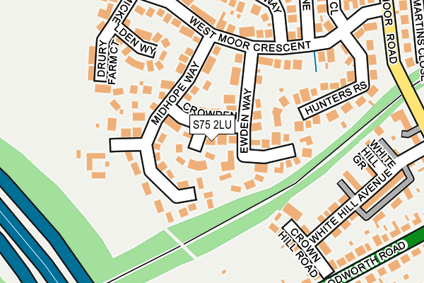 S75 2LU map - OS OpenMap – Local (Ordnance Survey)