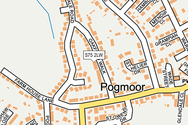 S75 2LW map - OS OpenMap – Local (Ordnance Survey)