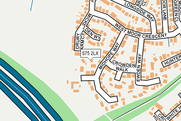 S75 2LX map - OS OpenMap – Local (Ordnance Survey)