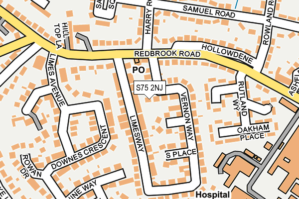 S75 2NJ map - OS OpenMap – Local (Ordnance Survey)