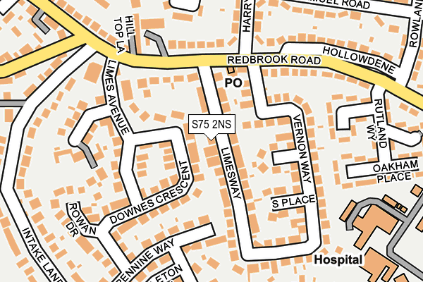 S75 2NS map - OS OpenMap – Local (Ordnance Survey)