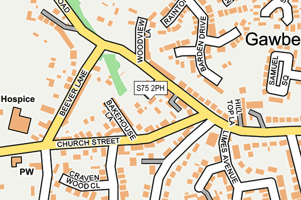 S75 2PH map - OS OpenMap – Local (Ordnance Survey)
