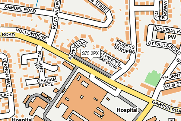 S75 2PX map - OS OpenMap – Local (Ordnance Survey)