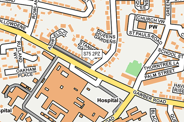 S75 2PZ map - OS OpenMap – Local (Ordnance Survey)
