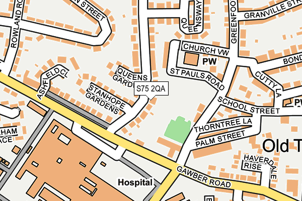 S75 2QA map - OS OpenMap – Local (Ordnance Survey)