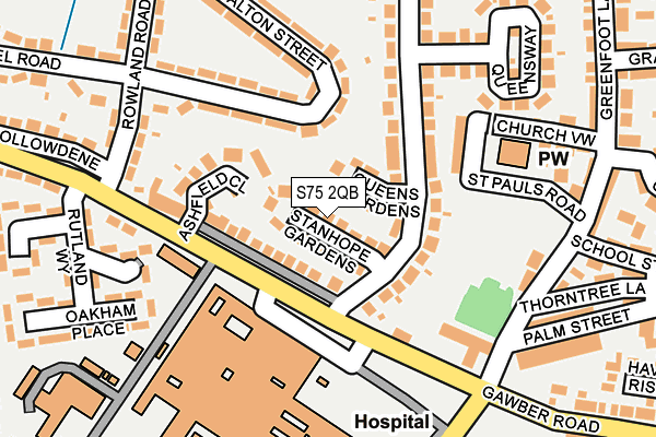 S75 2QB map - OS OpenMap – Local (Ordnance Survey)