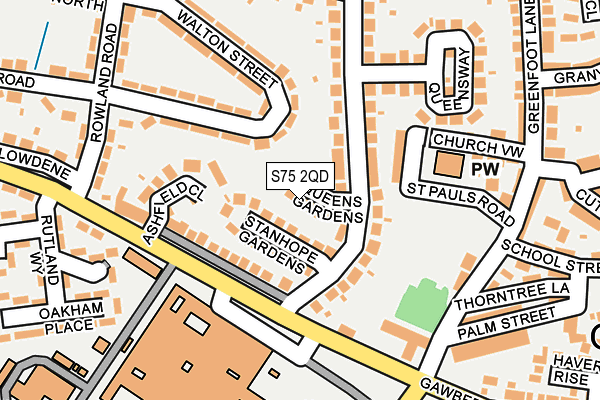 S75 2QD map - OS OpenMap – Local (Ordnance Survey)