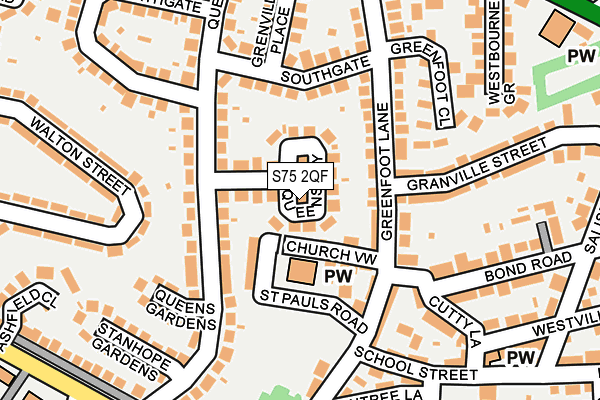 S75 2QF map - OS OpenMap – Local (Ordnance Survey)