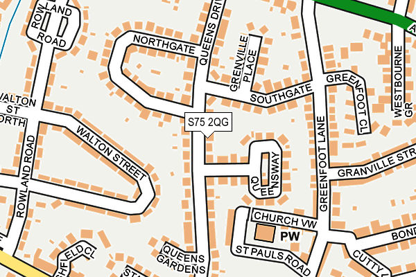 S75 2QG map - OS OpenMap – Local (Ordnance Survey)