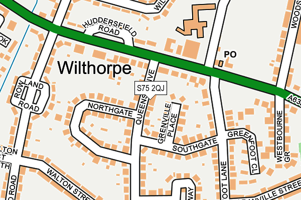 S75 2QJ map - OS OpenMap – Local (Ordnance Survey)