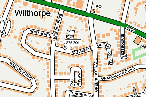 S75 2QL map - OS OpenMap – Local (Ordnance Survey)