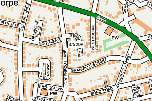 S75 2QP map - OS OpenMap – Local (Ordnance Survey)