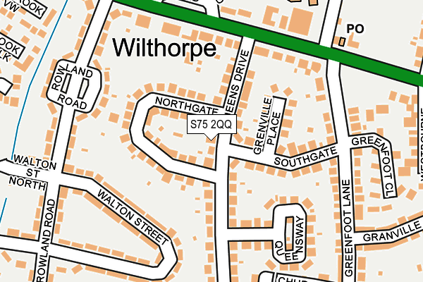 S75 2QQ map - OS OpenMap – Local (Ordnance Survey)