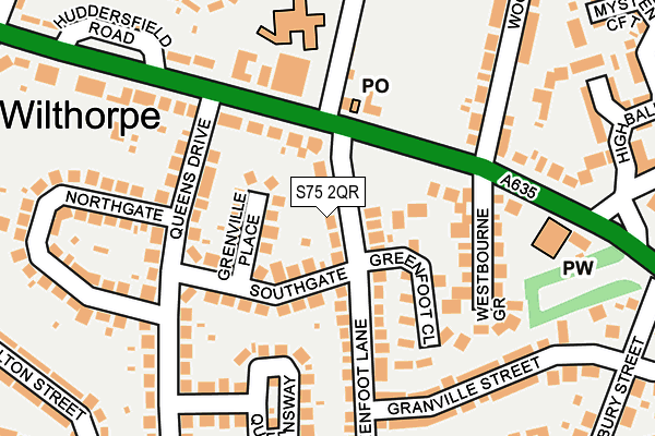 S75 2QR map - OS OpenMap – Local (Ordnance Survey)