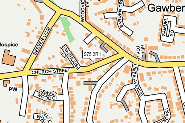 S75 2RH map - OS OpenMap – Local (Ordnance Survey)