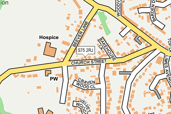 S75 2RJ map - OS OpenMap – Local (Ordnance Survey)