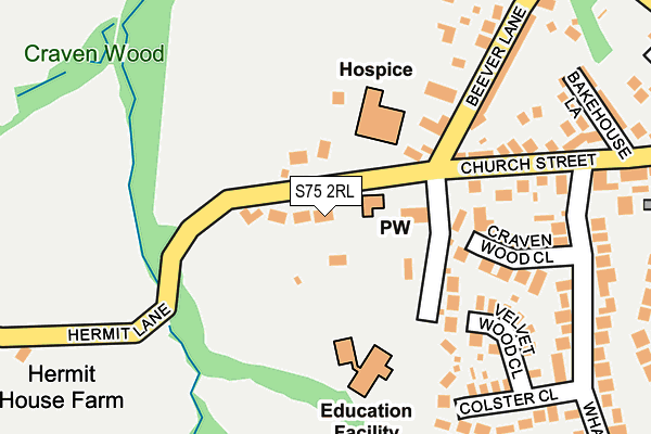 S75 2RL map - OS OpenMap – Local (Ordnance Survey)