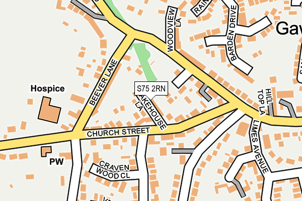 S75 2RN map - OS OpenMap – Local (Ordnance Survey)