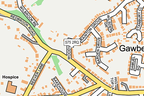 S75 2RQ map - OS OpenMap – Local (Ordnance Survey)