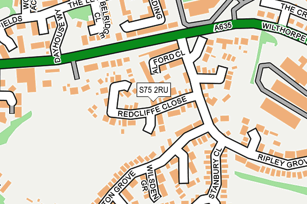 S75 2RU map - OS OpenMap – Local (Ordnance Survey)