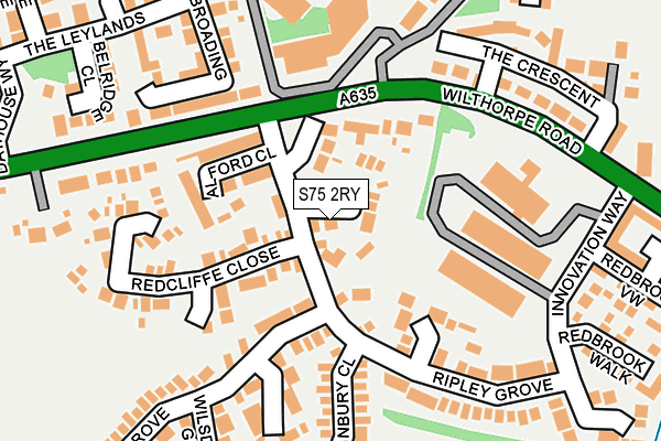 S75 2RY map - OS OpenMap – Local (Ordnance Survey)