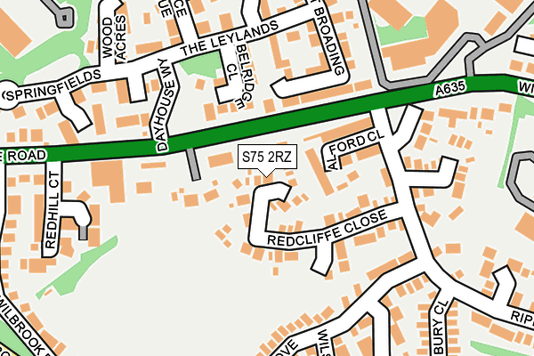 S75 2RZ map - OS OpenMap – Local (Ordnance Survey)