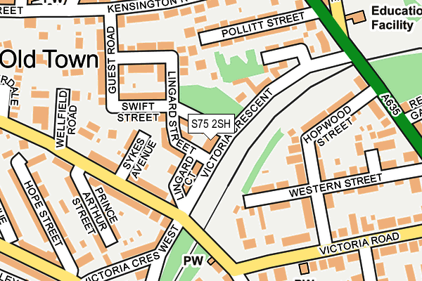 S75 2SH map - OS OpenMap – Local (Ordnance Survey)