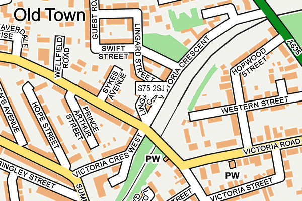 S75 2SJ map - OS OpenMap – Local (Ordnance Survey)