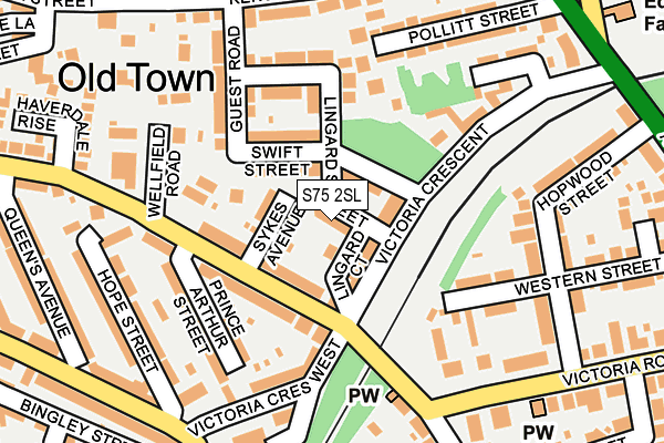S75 2SL map - OS OpenMap – Local (Ordnance Survey)