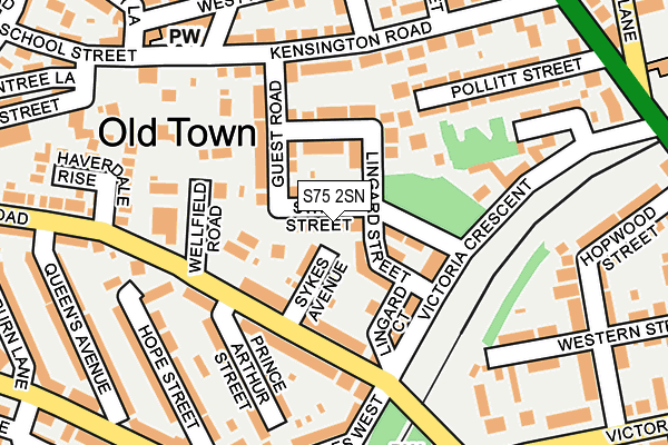 S75 2SN map - OS OpenMap – Local (Ordnance Survey)