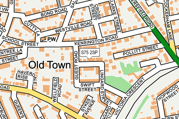 S75 2SP map - OS OpenMap – Local (Ordnance Survey)