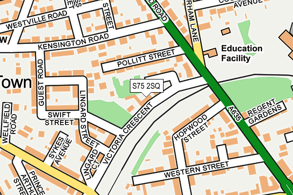 S75 2SQ map - OS OpenMap – Local (Ordnance Survey)