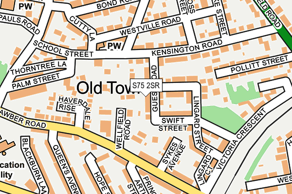 S75 2SR map - OS OpenMap – Local (Ordnance Survey)