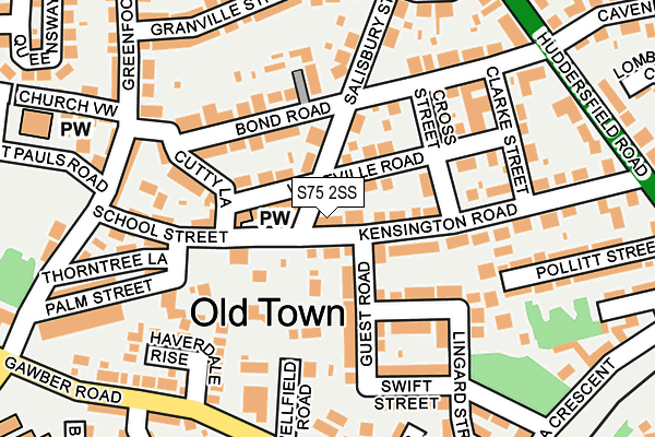 S75 2SS map - OS OpenMap – Local (Ordnance Survey)