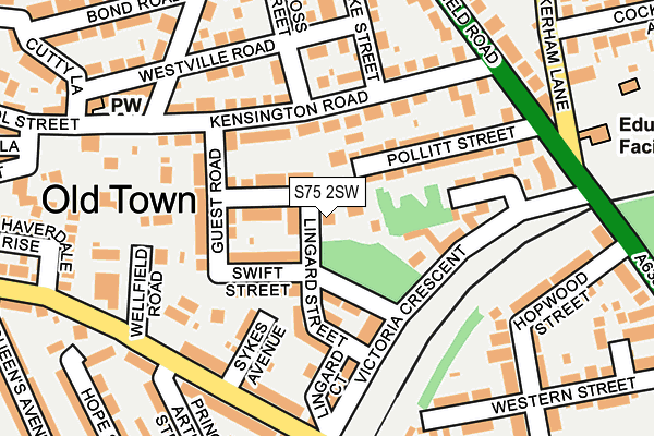 S75 2SW map - OS OpenMap – Local (Ordnance Survey)