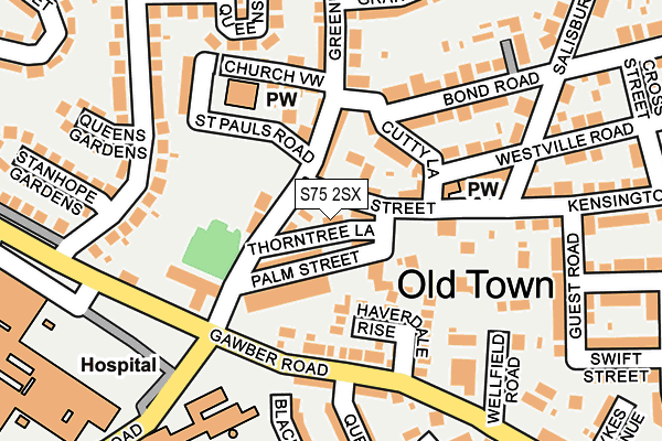 S75 2SX map - OS OpenMap – Local (Ordnance Survey)