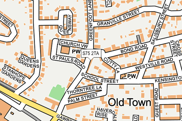 S75 2TA map - OS OpenMap – Local (Ordnance Survey)