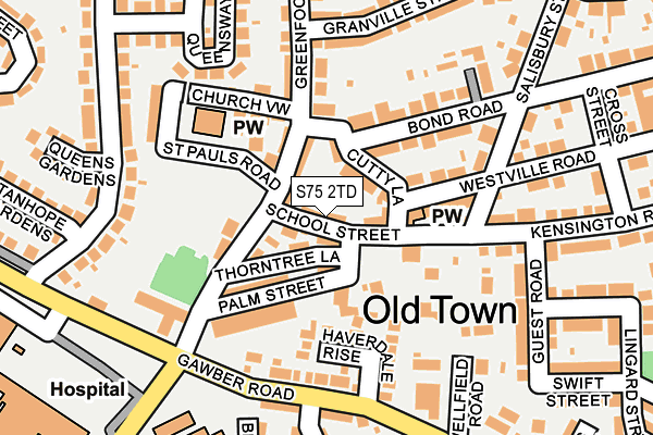 S75 2TD map - OS OpenMap – Local (Ordnance Survey)