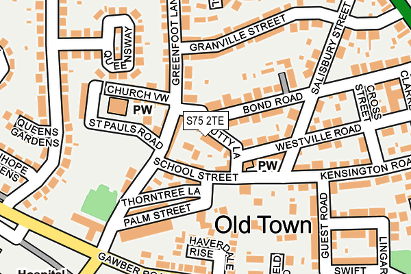 S75 2TE map - OS OpenMap – Local (Ordnance Survey)